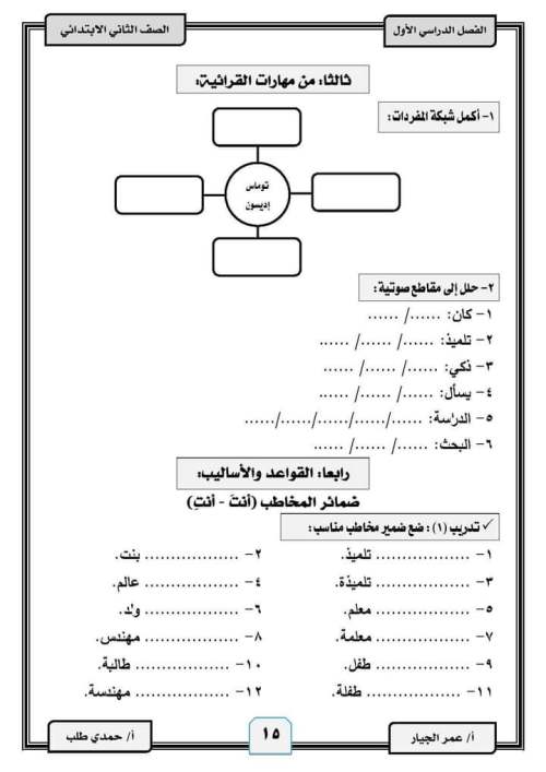مدرس دوت كوم لغة عربية للصف الثاني الابتدائي ترم أول 2022 أ/ عمر الجيار	