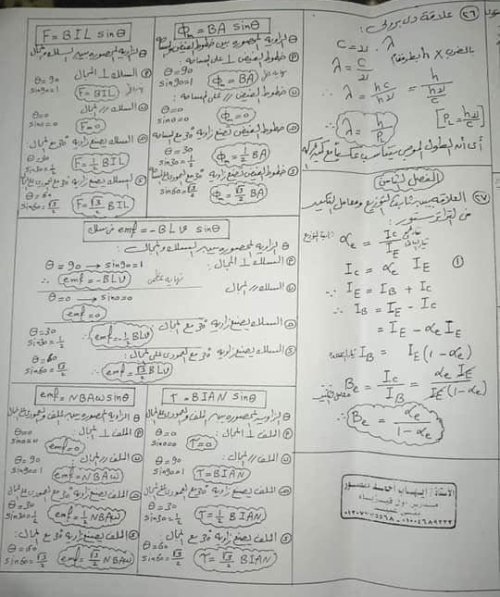 قوانين منهج الفيزياء للصف الثالث الثانوي 2022 أ/ إيهاب أحمد	 | محمد على | الفيزياء الصف الثالث الثانوى الترمين | طالب اون لاين