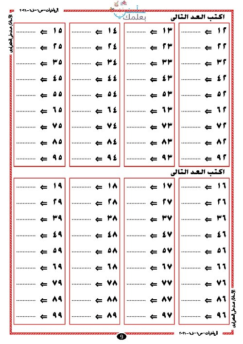 بوكلت رياضيات للصف الأول الابتدائي الترم الأول أ/ محمد علي الكفراوي ج1	 | موقع س و ج  | الرياضيات الصف الاول الابتدائى الترم الاول | طالب اون لاين