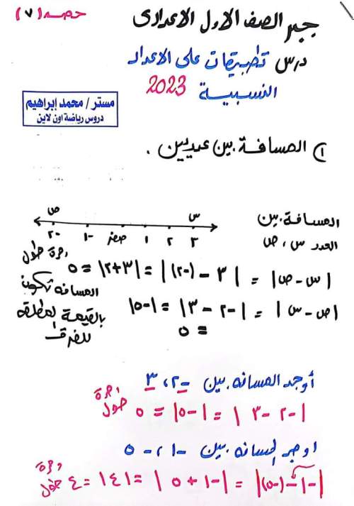 مدراول درس تطبيقات على الاعداد النسبية رياضيات للصف الأول الإعدادي ترم أول 2023 أ/ محمد إبراهيم	