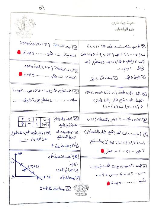 مراجعة رياضيات للصف الثالث الإعدادي ترم أول مدرس اول