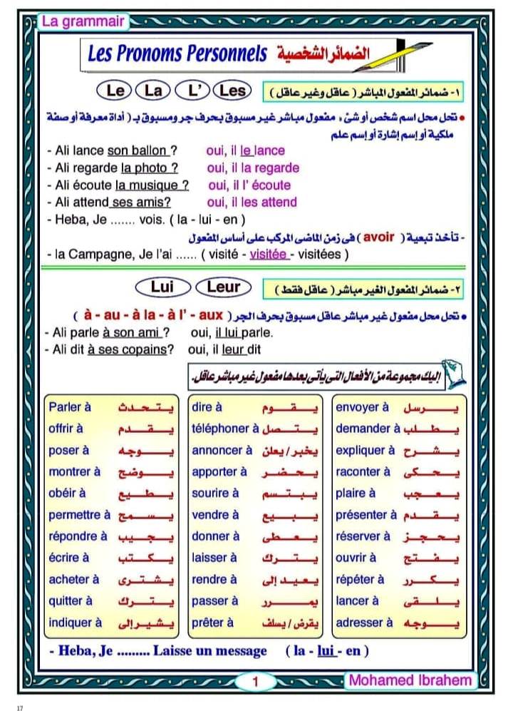 مدرس دوت كوم أفضل ملزمة فرنساوي المنهج كامل كلمات وقواعد للصف الثالث الثانوى 2023 أ/ محمد إبراهيم	