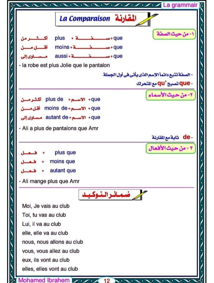 مدرس دوت كوم أفضل ملزمة فرنساوي المنهج كامل كلمات وقواعد للصف الثالث الثانوى 2023 أ/ محمد إبراهيم	