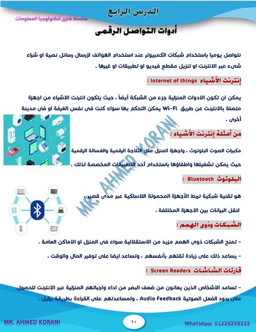 شرح تكنولوجيا المعلومات والاتصالات للصف الخامس الإبتدائى مدرس دوت كوم