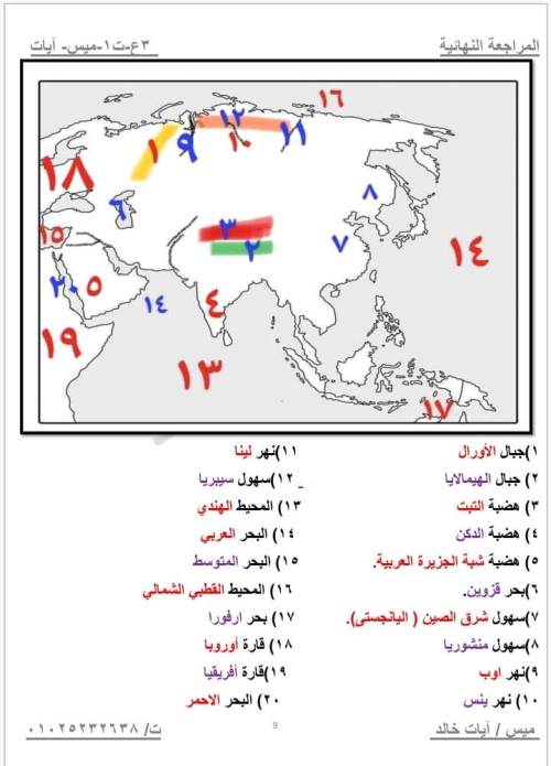 الدرس الثاني تضاريس العالم نسخة مجابة ونسخة مدرس اول