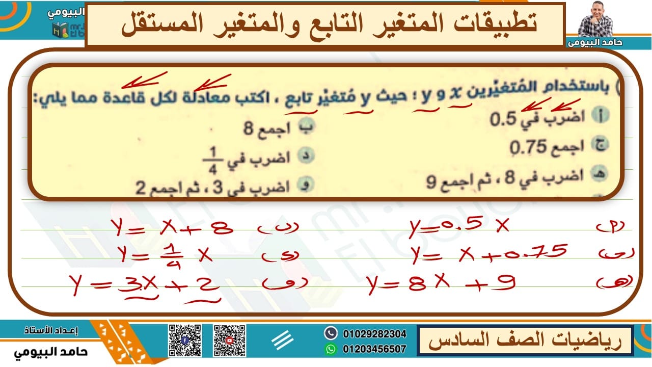 الوحدة الخامسة المتغير التابع والمتغير المستقل وتطبيقات مدرس دوت كوم 8440