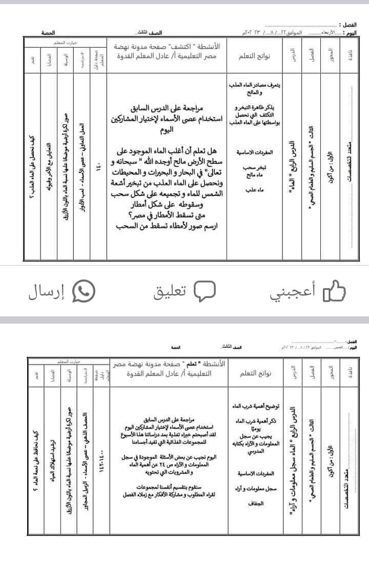 مدرس دوت كوم تحضير اكتشف للأسبوع الثامن للصف الثالث الإبتدائى الترم الأول	