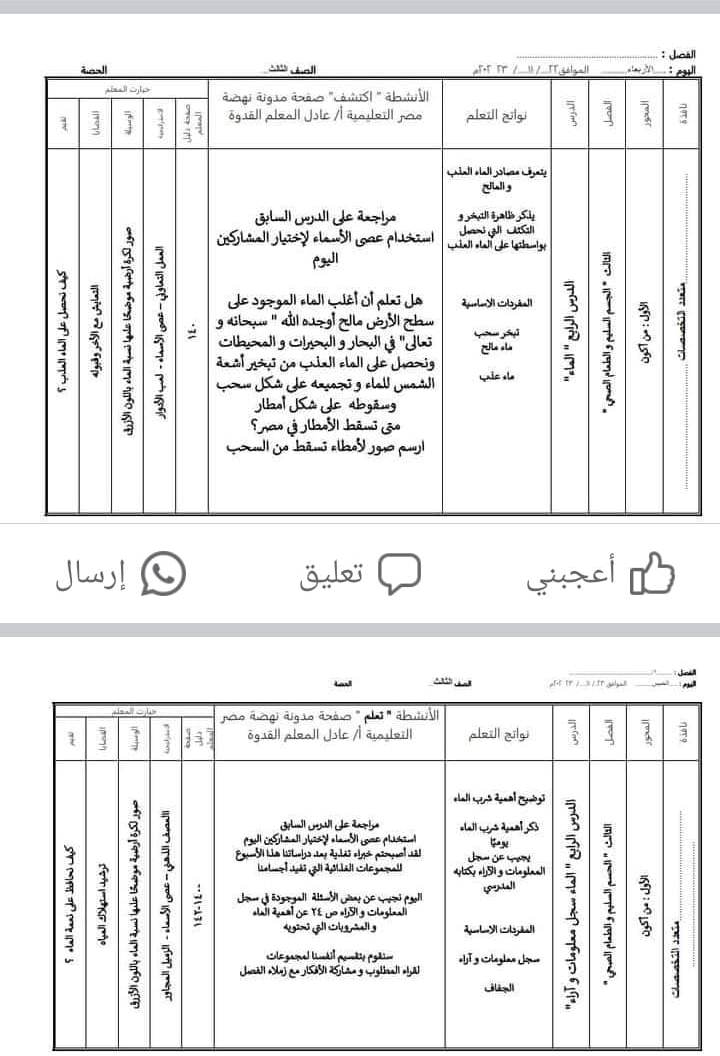 مدرس دوت كوم تحضير اكتشف للأسبوع الثامن للصف الثالث الإبتدائى الترم الأول	