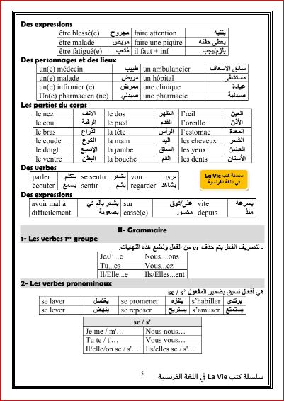 مدرس اول مراجعة ليلة الامتحان لغة فرنسية للصف الثانى الاعدادى لغات الترم الاول 2024 pdf من كتاب La Vie	