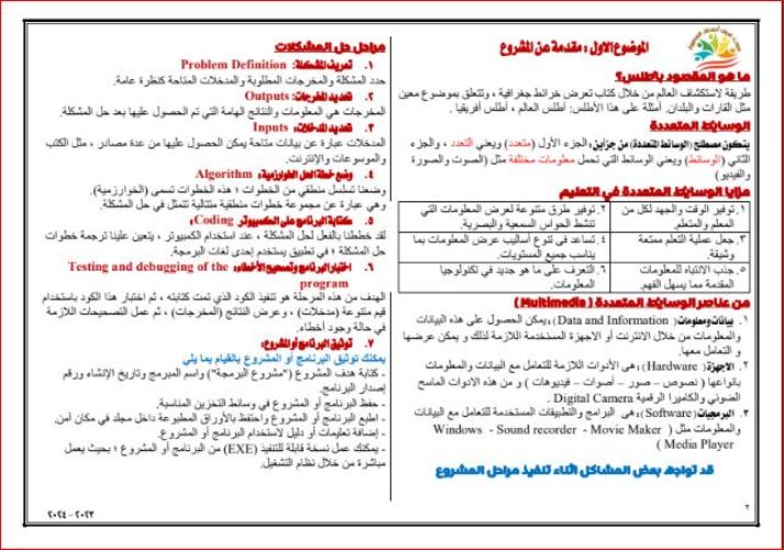 مدرس اول مراجعة ليلة الامتحان حاسب الي بالاجابات للصف الاول الثانوي ترم اول 2024 أ/ ياسمين شعيب	