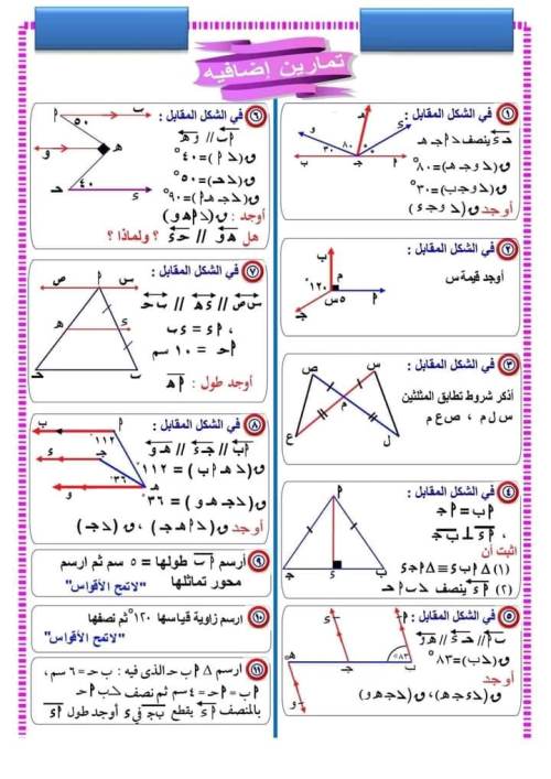 مدرس دوت كوم ملخص فى مادة الرياضيات (هندسه) الصف الاول الاعدادى الترم الاول	