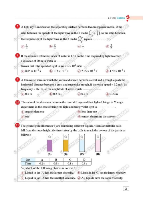 مدرس دوت كوم الاختبارات النهائية Physics من كتاب المعاصر بالإجابات فى الفيزياء لغات للصف الثانى الثانوى الترم الاول 2024	