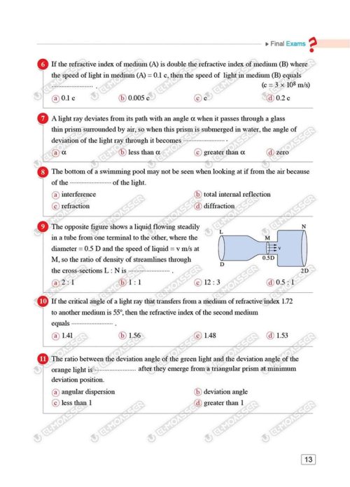 مدرس دوت كوم الاختبارات النهائية Physics من كتاب المعاصر بالإجابات فى الفيزياء لغات للصف الثانى الثانوى الترم الاول 2024	