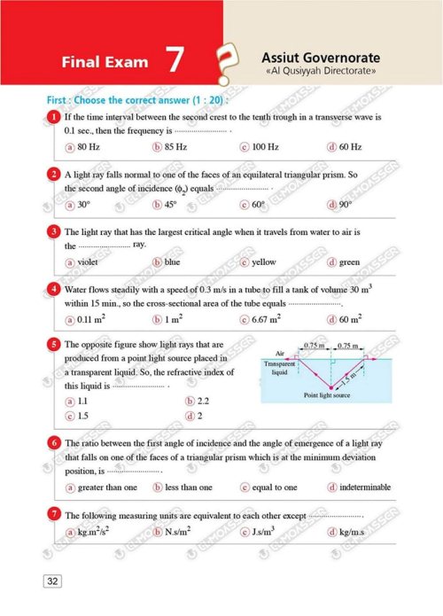 مدرس دوت كوم الاختبارات النهائية Physics من كتاب المعاصر بالإجابات فى الفيزياء لغات للصف الثانى الثانوى الترم الاول 2024	