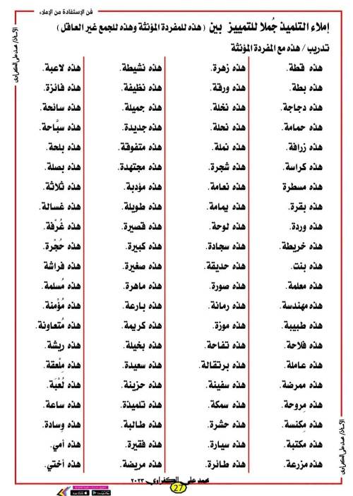 مدرس دوت كوم تعلم الإملاء بسهولة مع مذكرة الإملاء الهادفة للمرحلة الإبتدائية أ/محمد علي الكفراوى	