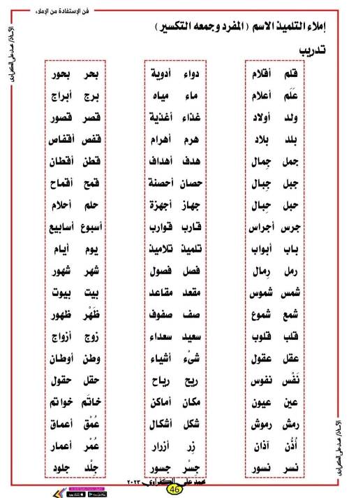 مدرس دوت كوم تعلم الإملاء بسهولة مع مذكرة الإملاء الهادفة للمرحلة الإبتدائية أ/محمد علي الكفراوى	