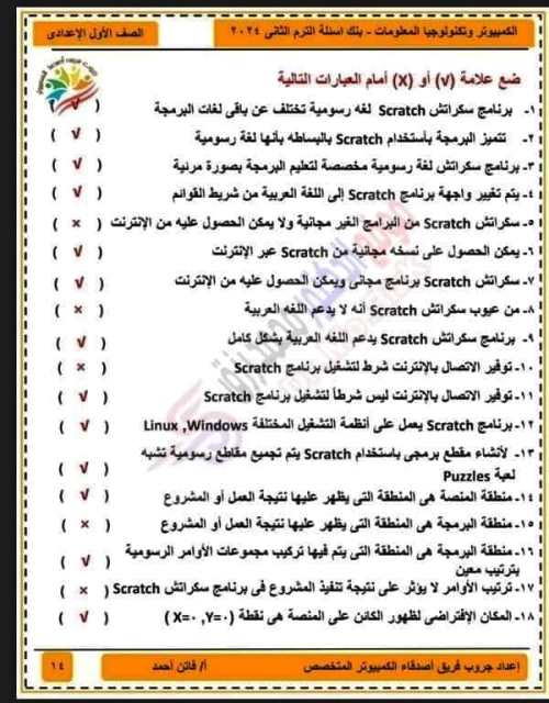 مدرس دوت كوم مراجعه كمبيوتر سؤال وجواب  اولي اعدادي الترم الثانى أ/ فاتن احمد 