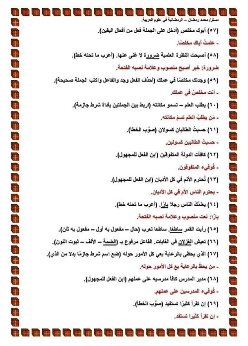مدرس دوت كوم ١٠٠ سؤال نحو الصف الاول الاعدادى الترم الثانى أ/ محمد رمضان	