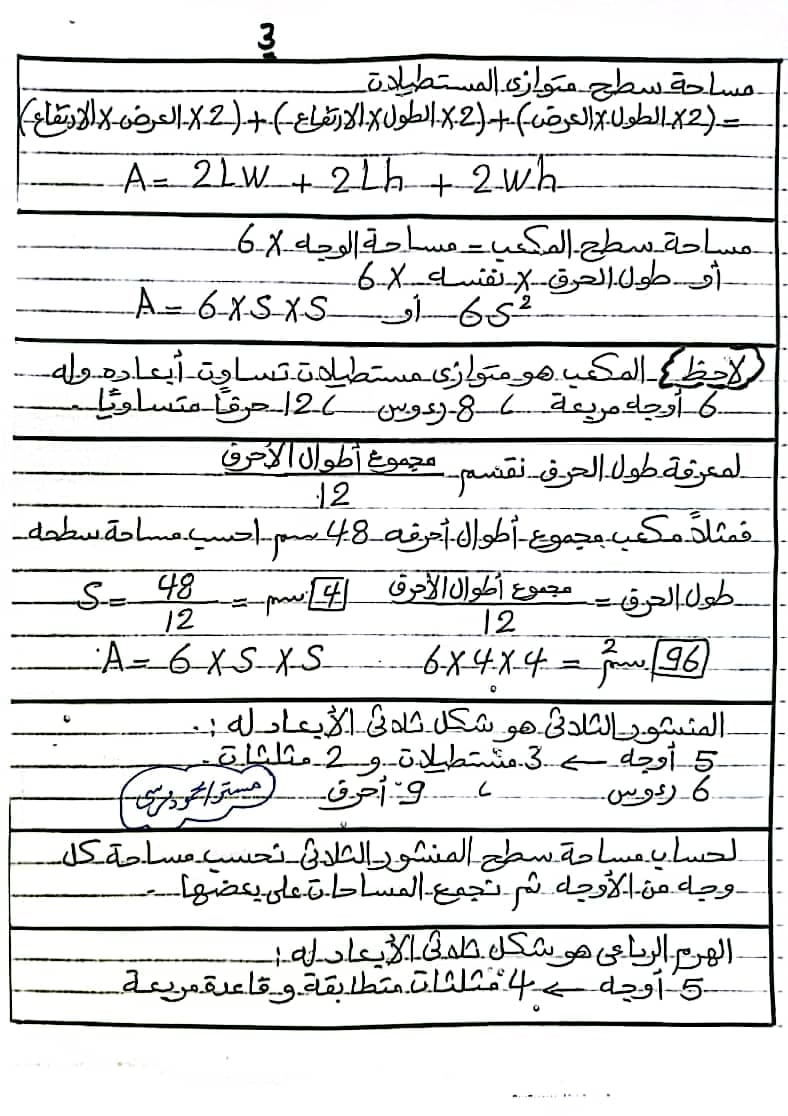 مدرس دوت كوم أهم قوانين فى الهندسة للصف السادس الابتدائي للفصل الدراسى الثانى أ/ محمود مرسي	