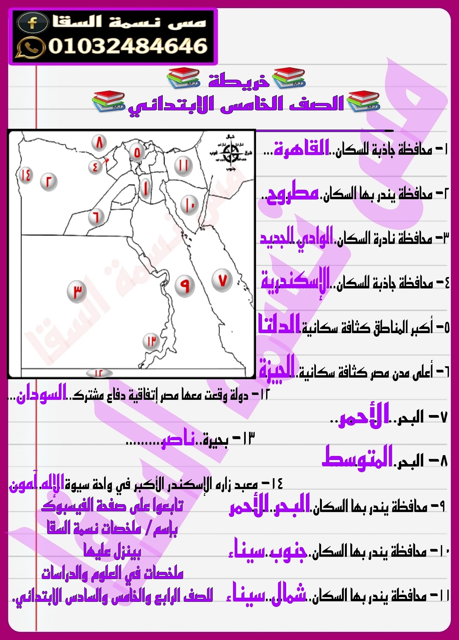 مدرس دوت كوم خريطة واحدة بالإجابة فى الدراسات الإجتماعية للصف الخامس الإبتدائى الترم الثانى أ/ نسمة السقا	