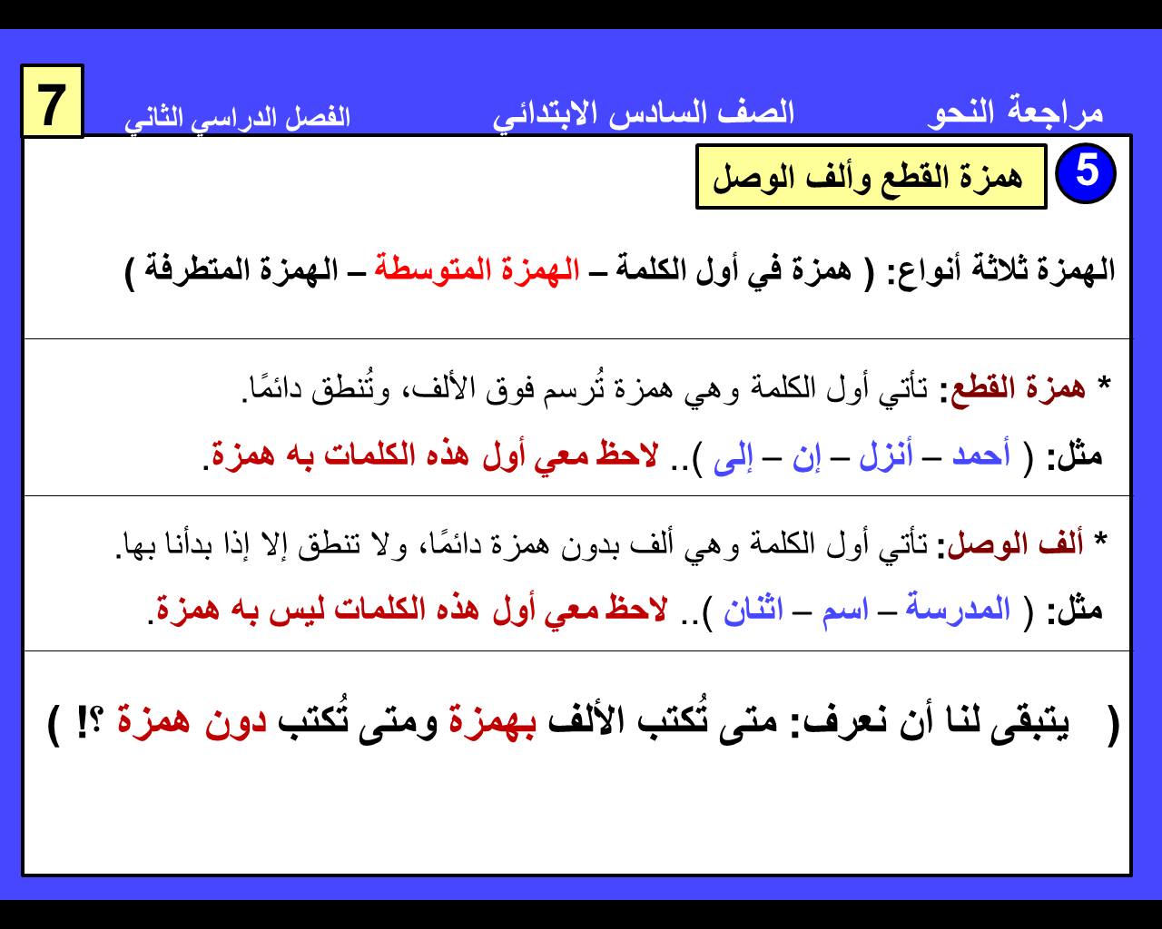 مدرس دوت كوم شرح منهج النحو فى اللغة العربية للصف السادس الابتدائي الفصل الدراسي الثاني	