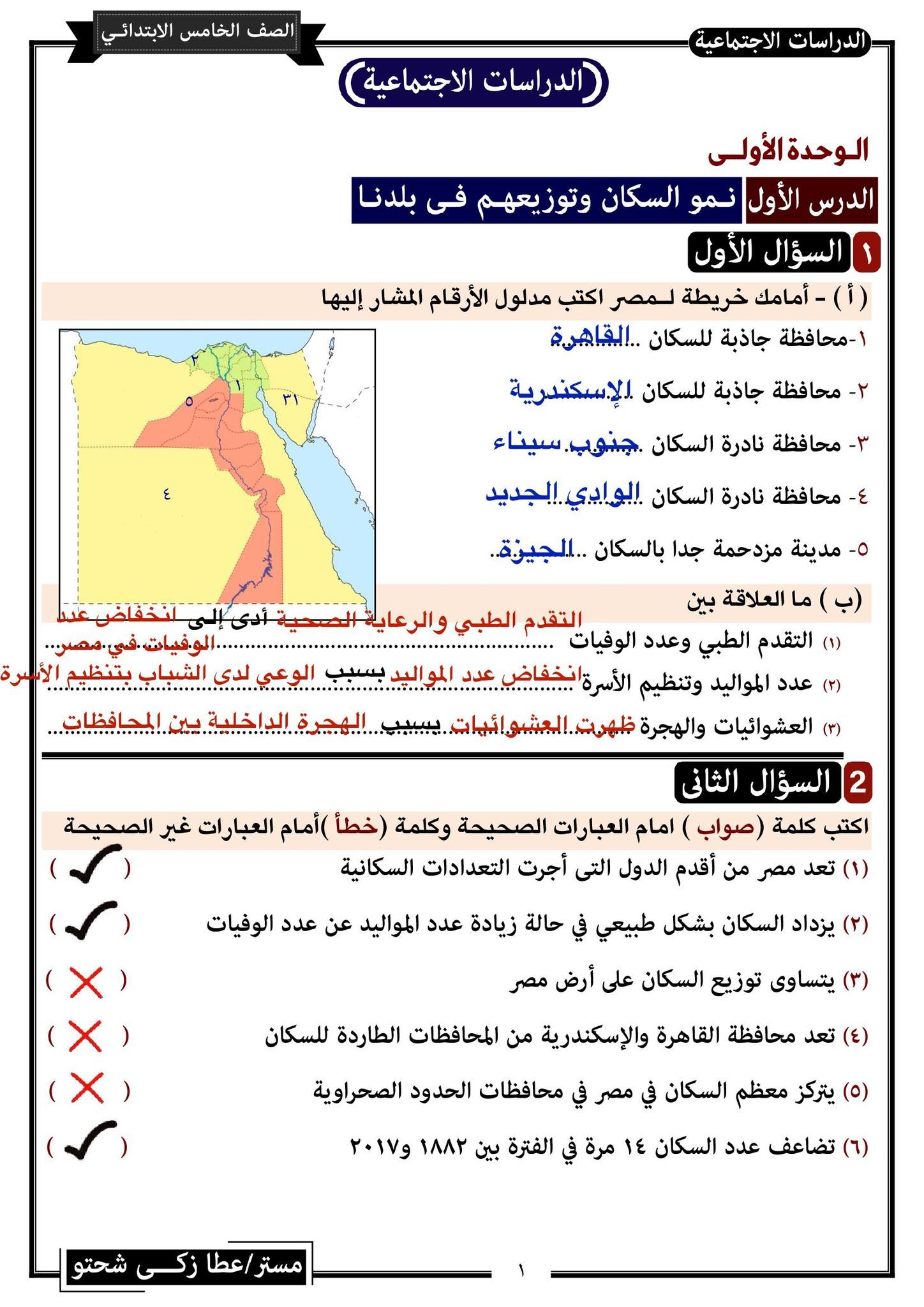 مدرس دوت كوم مراجعة نهائية فى الدراسات الأجتماعية للصف الخامس الإبتدائى الترم الثانى أ/ عطا زكى شحتو	