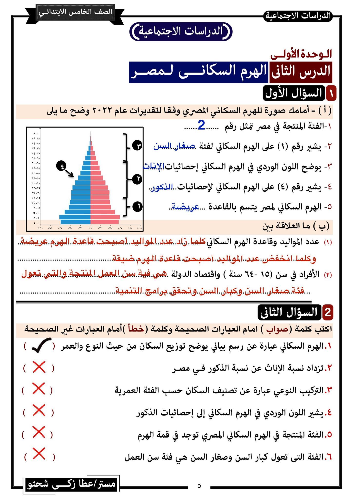 مدرس دوت كوم مراجعة نهائية فى الدراسات الأجتماعية للصف الخامس الإبتدائى الترم الثانى أ/ عطا زكى شحتو	