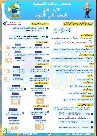 مدرس دوت كوم ملخص الرياضيات التطبيقية للصف الثانى الثانوى الترم الثانى 2024 pdf أ/ محمود رجب	