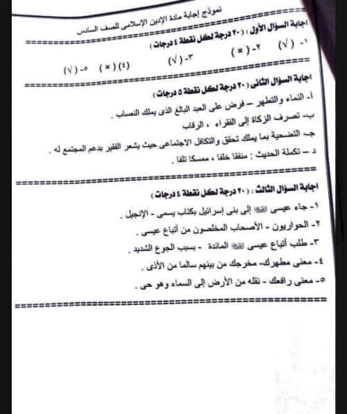 مدرس اول نماذج استرشادسة فى مادتى الدين والدراسات الاجتماعية الصف السادس الابتدائى الترم الثانى	