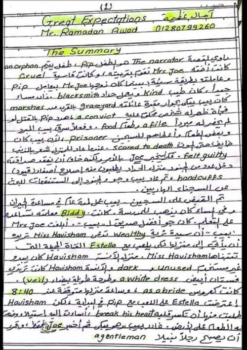 ملخص قصة Great Expectations فى اللغة الانجليزية الصف الثالث الثانوى أ/ رمضان عواد	 مدرس دوت كوم