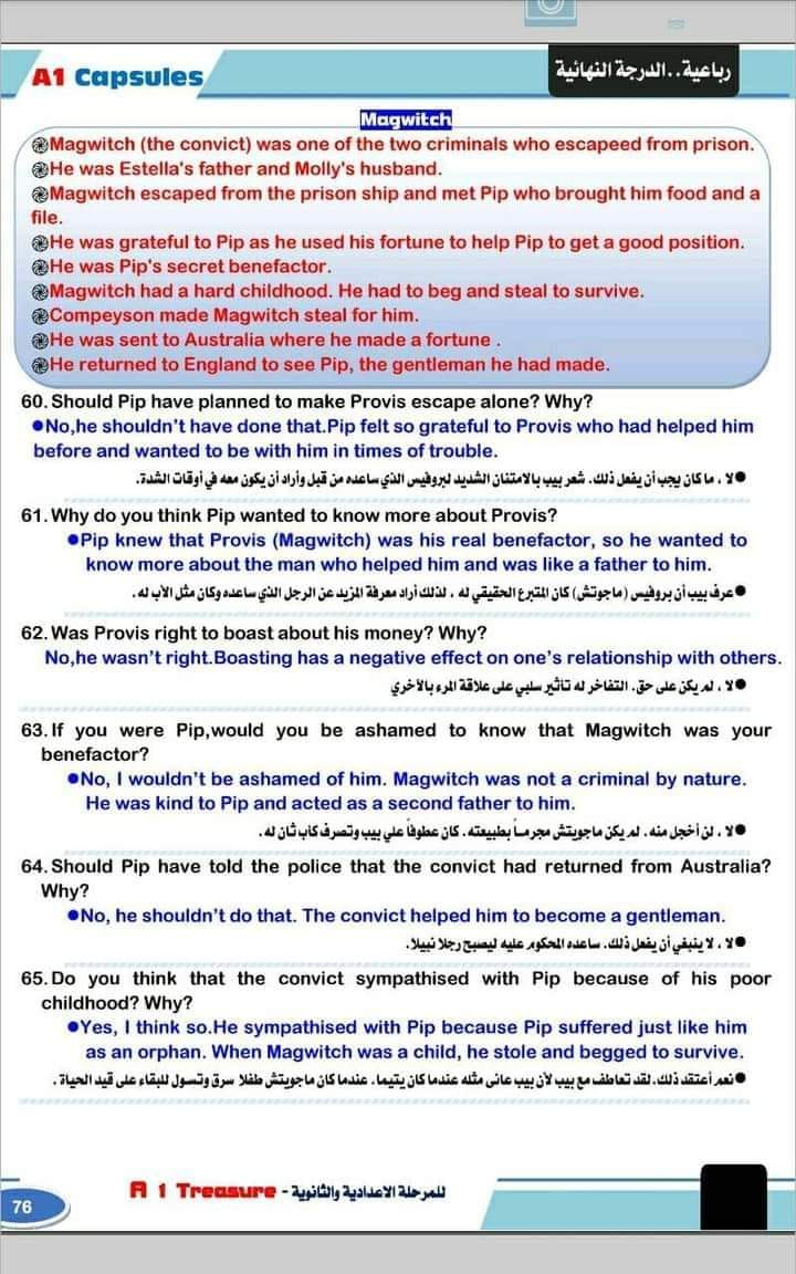 مدرس اول 130 سؤال قصة الامال العظيمة بالاجابات والترجمة فى اللغة الإنجليزية للصف الثالث الثانوى أ/ إسلام إبراهيم	