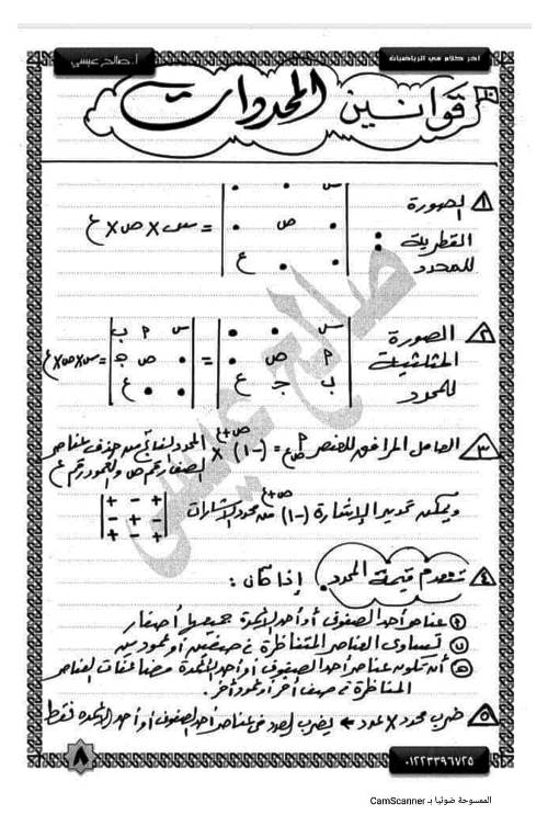 مدرس دوت كوم الخلاصة في الجبر والهندسة الفراغية للصف الثالث الثانوى أ/ صالح عيسى 