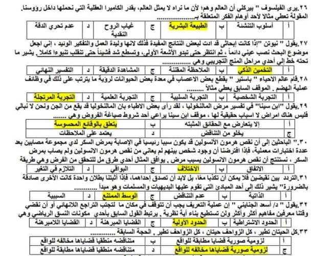 مدرس اول المراجعة النهائية فى الفلسفة والمنطق  للثانوية العامة 