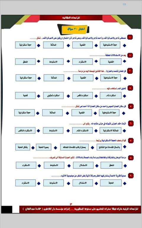 مدرس اول مراجعة منطق للثانويه العامه