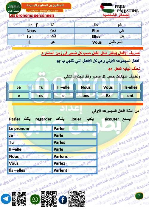 مدرس اول مذكرة تأسيس فى اللغة الفرنسية الصف الاول الاعدادى الترم الاول أ/ بطرس صابر 