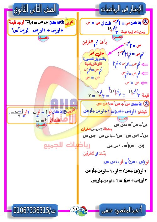 مدرس دوت كوم مذكرة الجبر  للصف الثانى الثانوى أ/ عبد المقصود حنفي