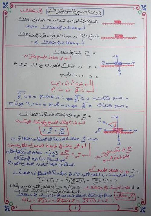 مذكرتى مراجعه استاتيكا الصف الثالث الثانوي 