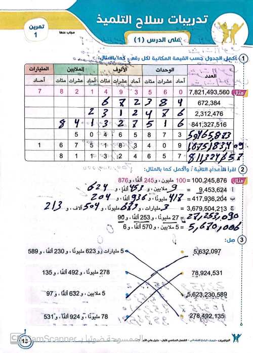 مدرس اول مراجعه رياضيات الصف الرابع الابتدائي الترم الاول