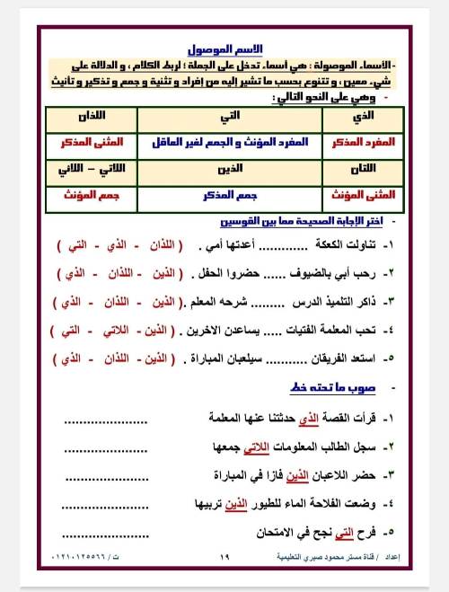 مدرس دوت كوم مذكره في اللغة العربية الصف الخامس الابتدائي الفصل الدراسي الأول أ/ محمود صبري شبانه