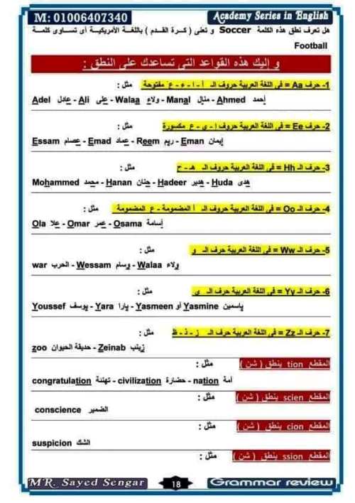 مدرس دوت كوم مذكرة قواعد لغة انجليزية أ/ سيد 