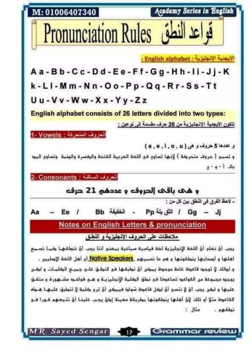 مدرس دوت كوم مذكرة قواعد لغة انجليزية أ/ سيد 