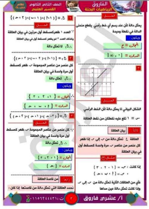 مدرس دوت كوم مذكرة الرياضيات البحتة للصف الثانى الثانوي الترم الاول أ/ عشرى فاروق 