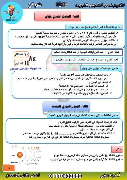 مدرس دوت كوم الدرس الاول فى مادة العلوم الصف الثانى الاعدادى الترم الاول أ/ مينا عونى 