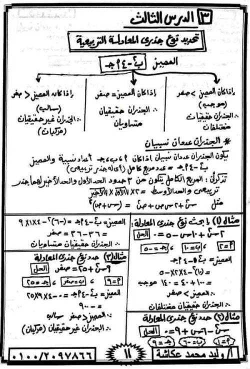 مدرس اول مذكرة رياضيات الصف الاول الثانوى الترم الاول أ/ وليد محمد عكاشه 