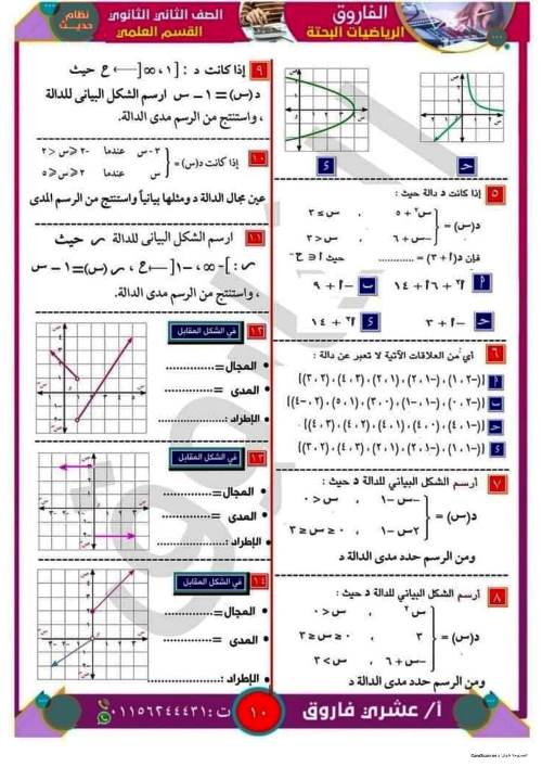 مدرس دوت كوم مذكرة رياضيات للصف الثانى الثانوي الترم الاول أ/ عشرى فاروق 
