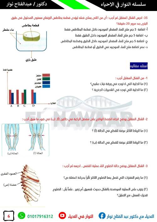 مدرس دوت كوم مذكره في الاحياء الصف الثالث الثانوي أ/ عبد الفتاح نوار