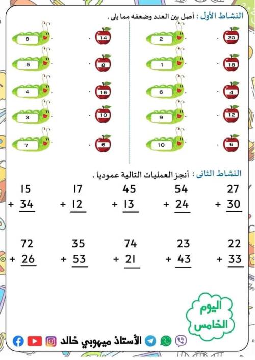 مدرس دوت كوم مذكره في الرياضيات الصف الثاني الابتدائي الترم الاول أ/ ميهوبي خالد