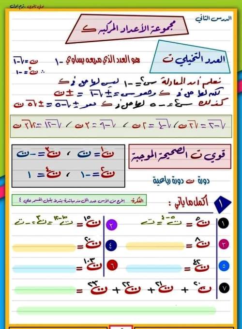 مدرس اول الاعداد المركبة فى الرياضيات الصف الاول الثانوي الترم الاول أ/  محمد الطاهر النوبى