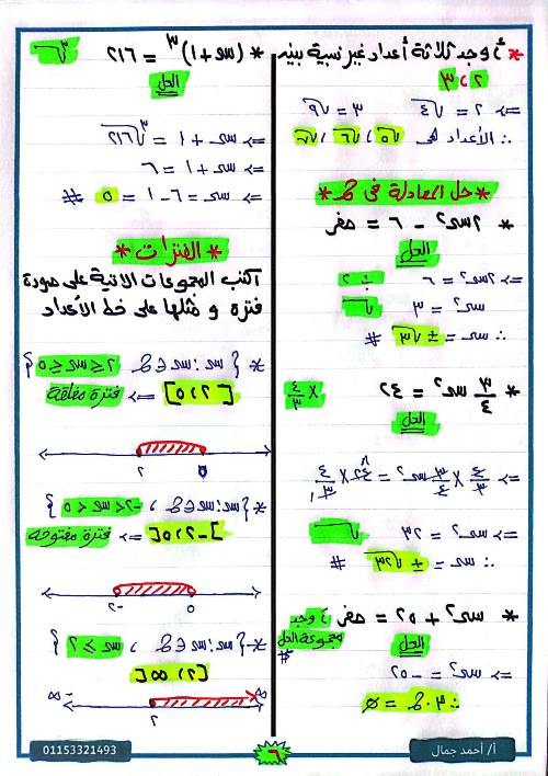 مدرس دوت كوم مذكرة رياضيات (جبر) الصف الثانى الاعدادى الترم الاول أ/ احمد جمال 