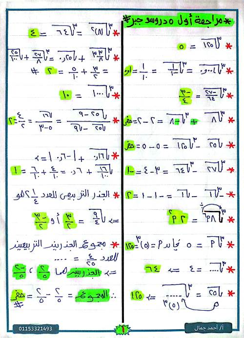 مدرس دوت كوم مذكرة رياضيات (جبر) الصف الثانى الاعدادى الترم الاول أ/ احمد جمال 